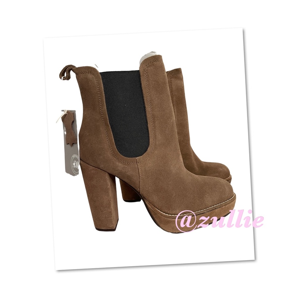 H & M SUEDE/LEATHER PLATFORM BOOTS